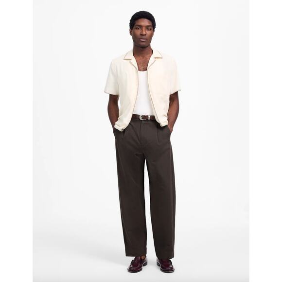 Madewell Pleated Trousers Cotton Linen Blend Soft Charcoal Gray Mens US 30 NWT - Picture 1 of 13